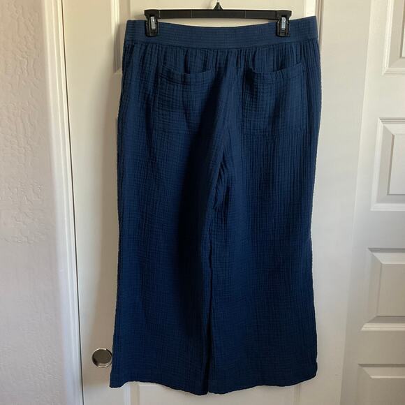 Lou & Grey Navy Blue Gauzy Cotton Wide Leg Pull on Pants - Size XL - Picture 5 of 7